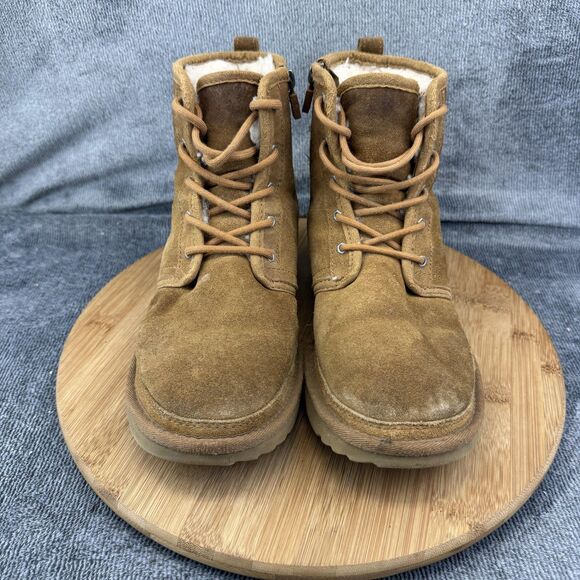 UGG Boots Womens Size 6 Brown Suede Shearling Lined Lace Zip Ankle Booties - Picture 3 of 11